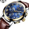 Lige Casual Fashion Trend Business Waterproof Belt Watch Men's Multi-Function Luminous Watch - Image 6