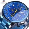 Forsining Three Dial Calendar Stainless Steel Men Mechanical Automatic Wrist Watches Top Brand Luxury Military Sport Male Clock - imagine 3