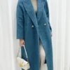 Fashion Wool Long Jackets Women Notched Collar Double Breasted Solid Color Coat  Winter - Image 6