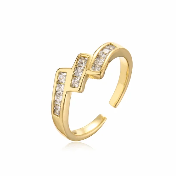 Gold Color Copper Wedding Jewelry Female Luxury Open Design Finger Ring Adjustable - Image 7