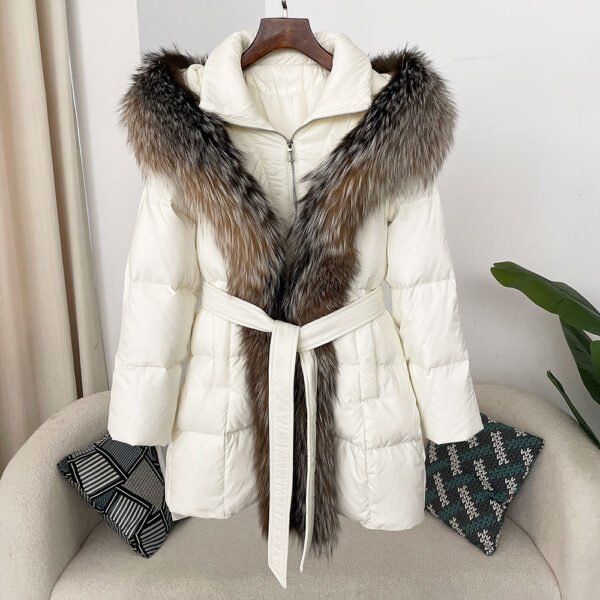 Hooded down jacket women's fox fur collar - obrazek 13