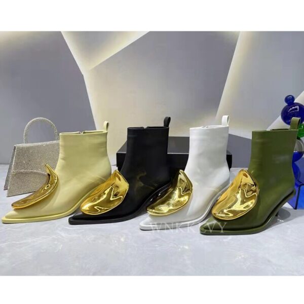 Pointed Head Side Zipper Short Boots Women's New Cat Heel Boots Short Chelsea Boots - Зображення 6