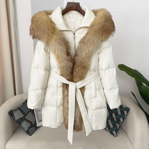 Hooded down jacket women's fox fur collar - obrazek 12