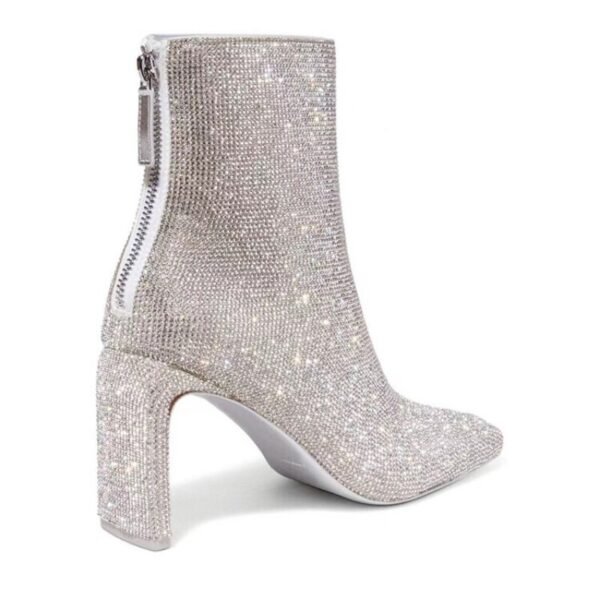 processing time:15-20 days after placing orders--European and American Designer Brand Full Diamond High Heel Zippered Short Boots for Women's Fashion Runway Shoess - Image 5