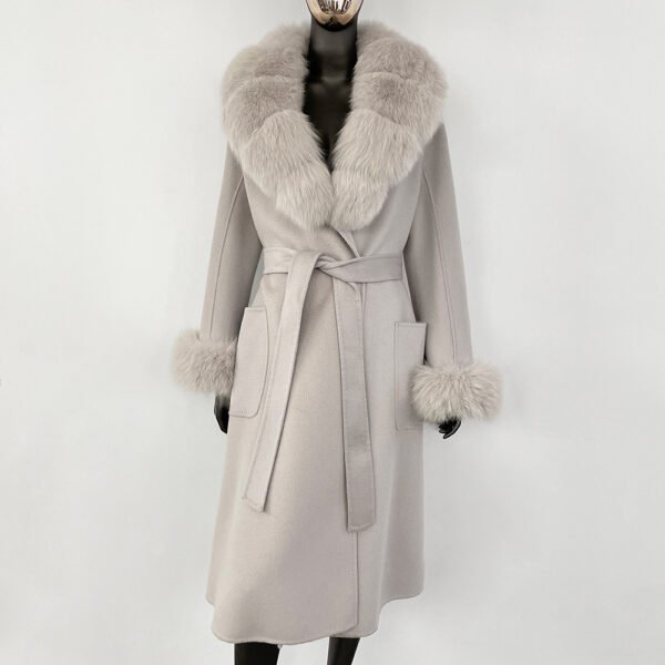 Double sided wavy woolen coat with extended temperament woolen coat – Image 7