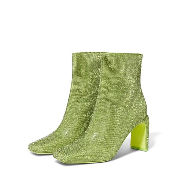processing time:15-20 days after placing orders--European and American Designer Brand Full Diamond High Heel Zippered Short Boots for Women's Fashion Runway Shoess - Image 9