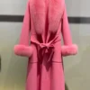 High Quality Women Winter Handmade Double Side 100% Woolen Real Fox Fur Collar Sleeve Long Warm Wool Coat - Image 6