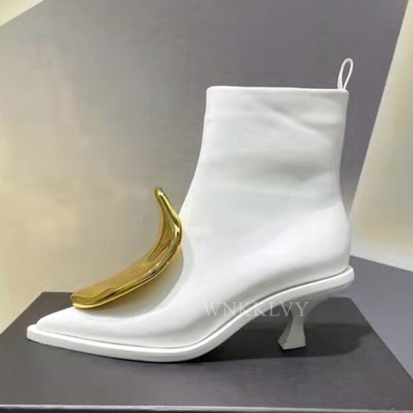 Pointed Head Side Zipper Short Boots Women's New Cat Heel Boots Short Chelsea Boots - Зображення 4