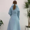 High Quality Women Winter Handmade Double Side 100% Woolen Real Fox Fur Collar Sleeve Long Warm Wool Coat - Image 4
