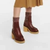 Woman‘s  New Genuine Leather Ankle Platform Round Toe Square heel British Style Weave Slip On Modern Boots - Image 4