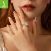 Silver Charm Super Flash Two Carat Moissand Diamond Ring Proposal Ring Noble Luxury Luxury Luxury Sense s925 Pure Silver Ring - immagine 3