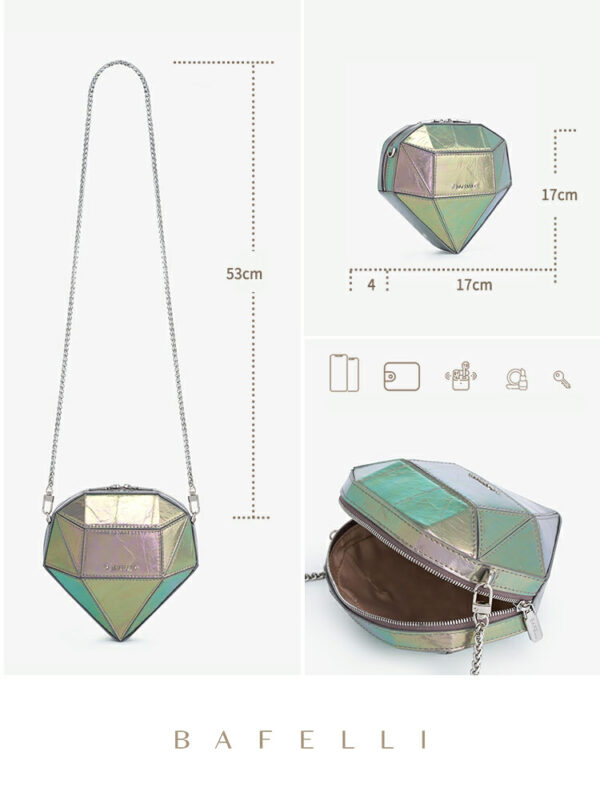 Women Bag New Trendy Mini Messenger Bag Chain Bag All Match Ins Laser Bag Diamond Bag Small Bag - Зображення 2