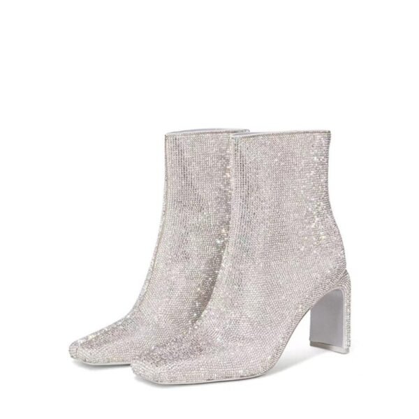 processing time:15-20 days after placing orders--European and American Designer Brand Full Diamond High Heel Zippered Short Boots for Women's Fashion Runway Shoess - Image 25