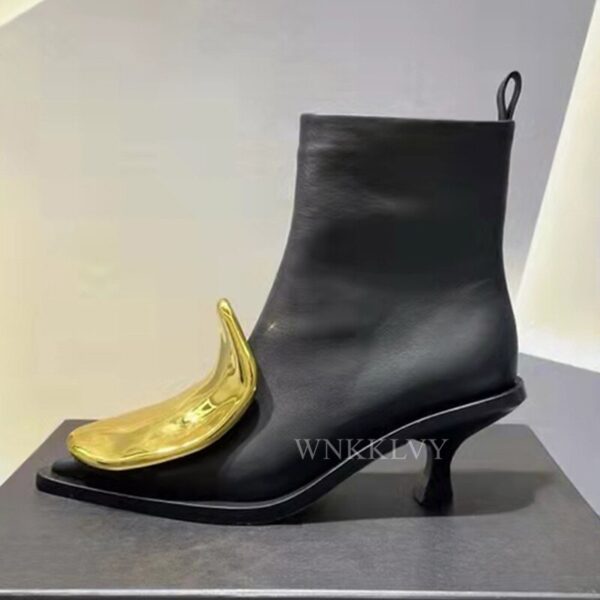 Pointed Head Side Zipper Short Boots Women's New Cat Heel Boots Short Chelsea Boots - Зображення 3