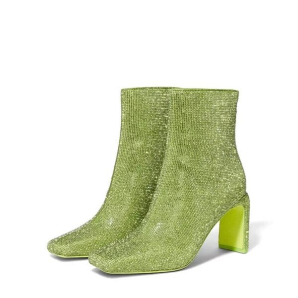 processing time:15-20 days after placing orders--European and American Designer Brand Full Diamond High Heel Zippered Short Boots for Women's Fashion Runway Shoess - Image 3