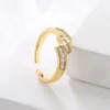 Gold Color Copper Wedding Jewelry Female Luxury Open Design Finger Ring Adjustable - Зображення 4