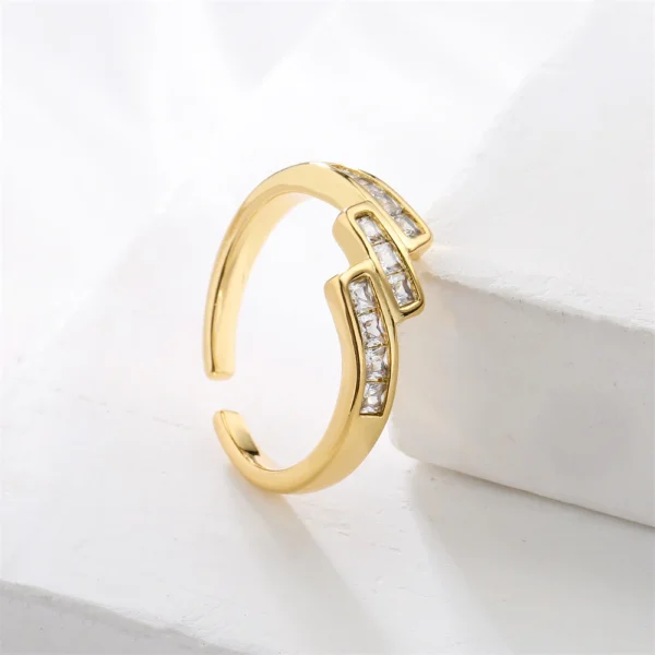 Gold Color Copper Wedding Jewelry Female Luxury Open Design Finger Ring Adjustable - Image 4