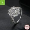 Silver Charm Super Flash Two Carat Moissand Diamond Ring Proposal Ring Noble Luxury Luxury Luxury Sense s925 Pure Silver Ring - immagine 5