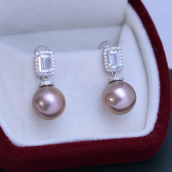 Water White Perfect Circle Strong Light Almost Flawless Pearl Ear Studs - Зображення 5
