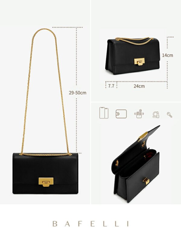 Bags New Textured Messenger Bag High End Women Bag Small Square Bag Trendy Black Armpit Bag Spring Chain Bag - Image 3