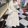 High Quality Women Winter Handmade Double Side 100% Woolen Real Fox Fur Collar Sleeve Long Warm Wool Coat - Image 8
