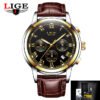 Lige Casual Fashion Trend Business Waterproof Belt Watch Men's Multi-Function Luminous Watch - Image 5