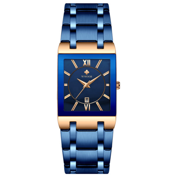 Fully Automatic Non-Mechanical Square Men's Steel Band Quartz Watch Waterproof Watch - Image 14