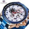 Forsining Three Dial Calendar Stainless Steel Men Mechanical Automatic Wrist Watches Top Brand Luxury Military Sport Male Clock - imagine 4