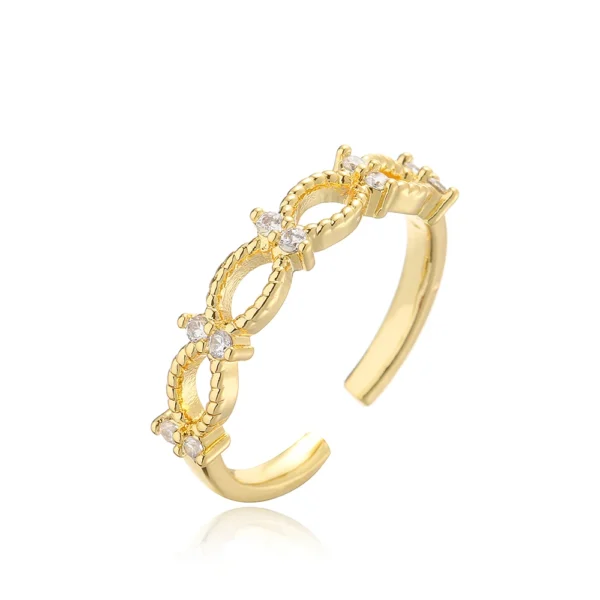 Gold Color Copper Wedding Jewelry Female Luxury Open Design Finger Ring Adjustable - Image 6