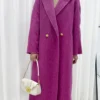 Fashion Wool Long Jackets Women Notched Collar Double Breasted Solid Color Coat  Winter - Image 7