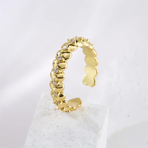 Gold Color Copper Wedding Jewelry Female Luxury Open Design Finger Ring Adjustable - Image 3