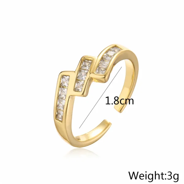 Gold Color Copper Wedding Jewelry Female Luxury Open Design Finger Ring Adjustable - Image 5
