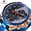 Forsining Three Dial Calendar Stainless Steel Men Mechanical Automatic Wrist Watches Top Brand Luxury Military Sport Male Clock - imagine 5