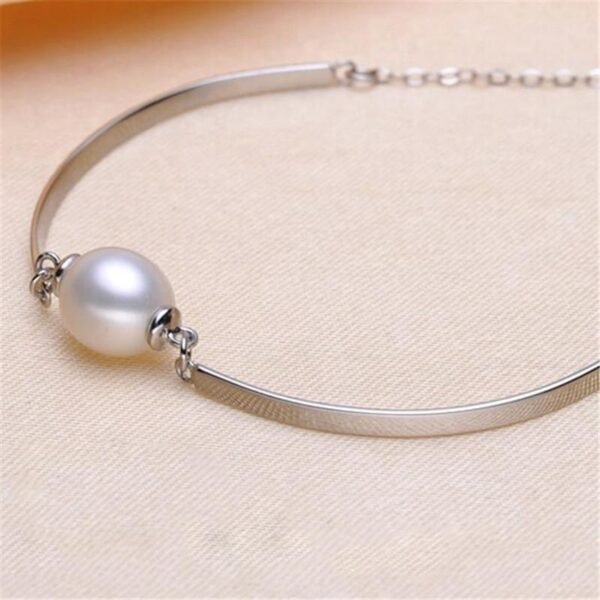 YIKALAISI 925 Sterling Silver Charm Bracelet Bangles Pearl Jewelry - imagine 3