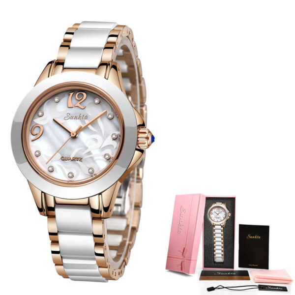 Liger/SUNKTA Explosive Ceramic Ladies Watch Exquisite High-end Watch Waterproof Watch - imagine 5