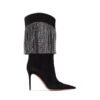 Autumn New Women's Pointed Toe Rhinestone Boots Silver Tassel Stiletto Suede Boots Black Super High Heels 34-43 Size - Image 11