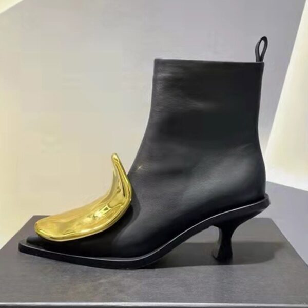 Pointed Head Side Zipper Short Boots Women's New Cat Heel Boots Short Chelsea Boots - Зображення 8