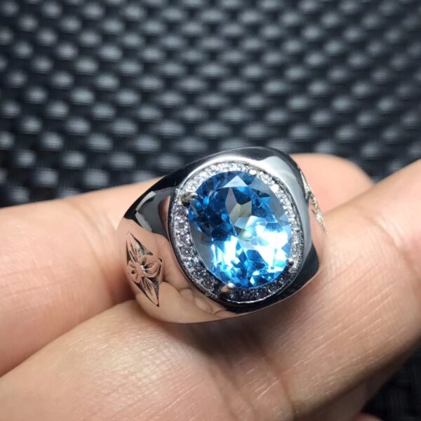 Royal Blue Topaz men's RING 925 silver customized ring size new recommended simple ring - Image 5