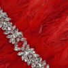 Stylish High Waist Feather Design Red Sequins Dress Sexy One Shoulder Diagonal Collar Celebrity Party Club Dress - 画像 (3)