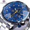 Forsining Three Dial Calendar Stainless Steel Men Mechanical Automatic Wrist Watches Top Brand Luxury Military Sport Male Clock - imagine 2