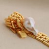 Wide chain Baroque pearl bracelet for women, European and American ins retro fashion trend watch chain, freshwater pearl bracelet - obrazek 4