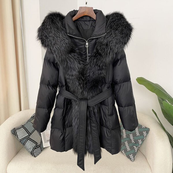 Hooded down jacket women's fox fur collar - Image 10