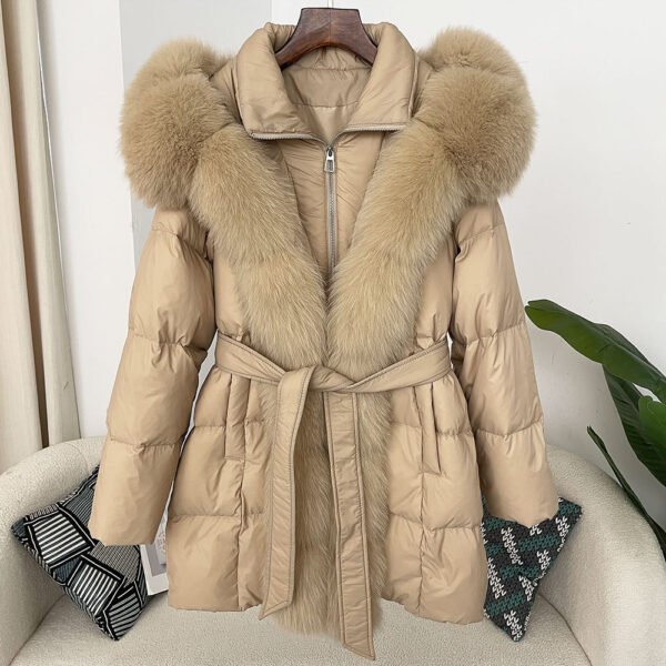 Hooded down jacket women's fox fur collar - obrazek 27