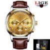 Lige Casual Fashion Trend Business Waterproof Belt Watch Men's Multi-Function Luminous Watch - Image 3