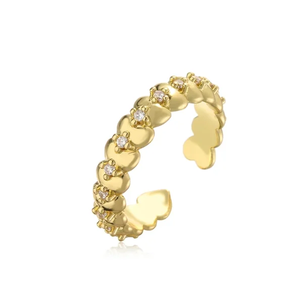 Gold Color Copper Wedding Jewelry Female Luxury Open Design Finger Ring Adjustable - Image 9