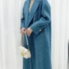 Fashion Wool Long Jackets Women Notched Collar Double Breasted Solid Color Coat  Winter