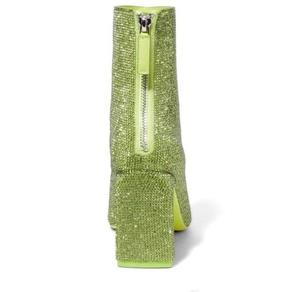 processing time:15-20 days after placing orders--European and American Designer Brand Full Diamond High Heel Zippered Short Boots for Women's Fashion Runway Shoess - Image 2