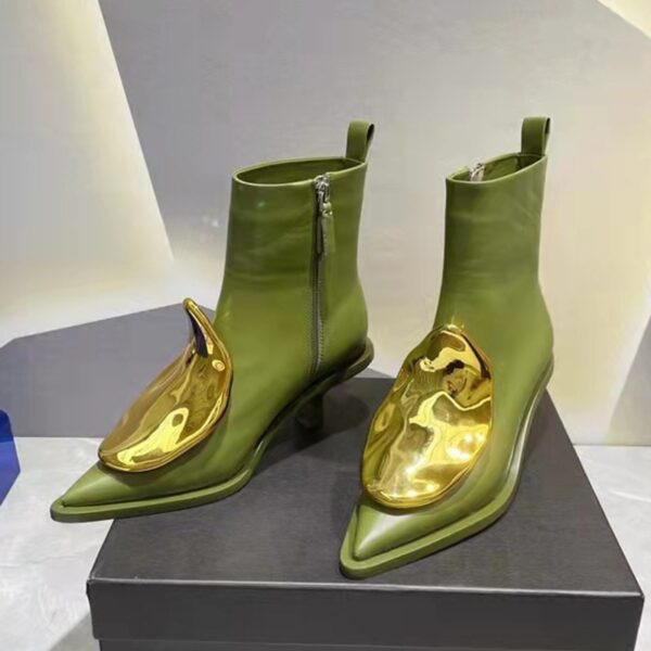Pointed Head Side Zipper Short Boots Women's New Cat Heel Boots Short Chelsea Boots - Зображення 14