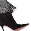 Autumn New Women's Pointed Toe Rhinestone Boots Silver Tassel Stiletto Suede Boots Black Super High Heels 34-43 Size - Image 3