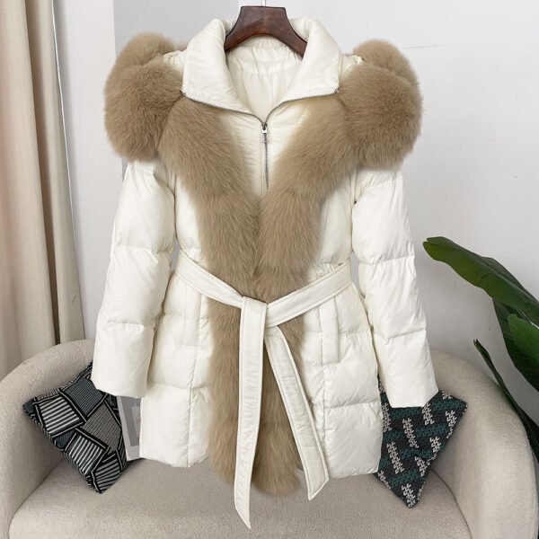 Hooded down jacket women's fox fur collar - obrazek 30